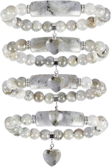 Hjertevedhæng Helbredende Krystalsten Armbånd til Kvinder | Chakra Helbredende Sten Armbånd, 8mm Poleret.