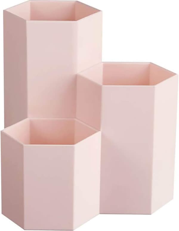 Kreativ Multifunktionell Hexagonal Sminkborste, Vasborstburk, Pennställ, Brevpappersförvaring Penna (Rosa)