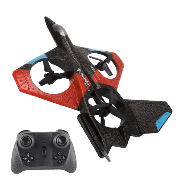 Fjärrkontrollflygplan med LED-lampor 2.4GHZ Super Glider för födelsedagspresent Röd Dubbla batterier