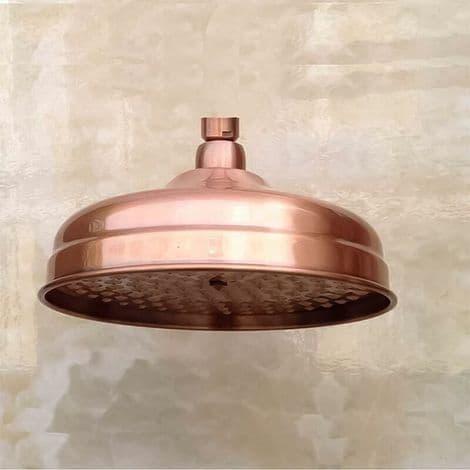 Dusjhode i kobber, 20 cm (8 tommer) diameter, fast høytrykksdusjhode med justerbar vinkel, regndusjhode - Gull