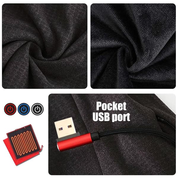 Justerbart elektrisk termisk tøj med USB, vaskbart, lange ærmer, til mænd og kvinder til opvarmning.
