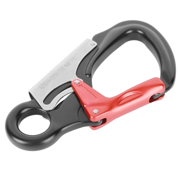 35KN D-formet kraftig aluminium 7075 klatrekarabiner til bjergbestigning, rapelling og klatring - Sort/Rød