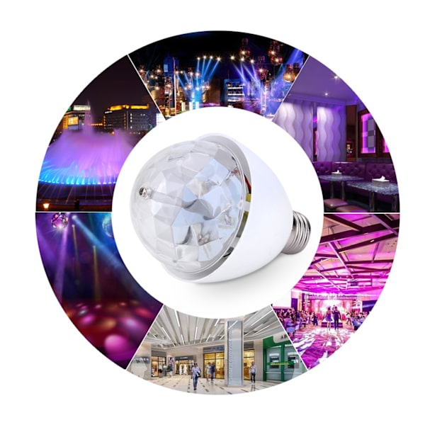 RGB LED Scenelampe 3W E27 Roterende Farverig til Fest DJ Disko Stemning