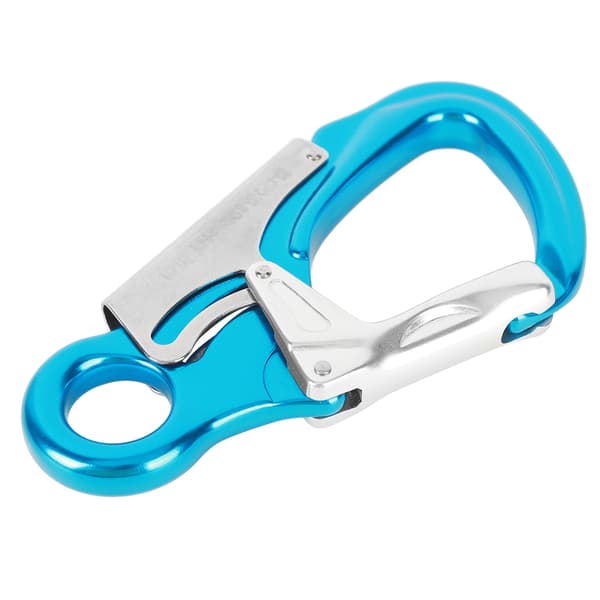 D 35KN Kraftige Klatrekarabiner, 7075 Aluminium, Rustfrit Stål, til Bjergbestigning, Abseiling, Himmelblå, Sølv