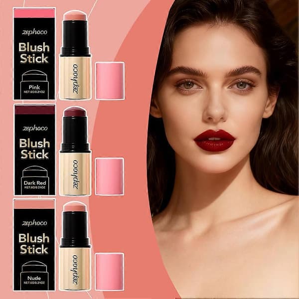 Multifunktionel blush- og gloss-stift, 2-i-1 makeup-stift til læber og kinder