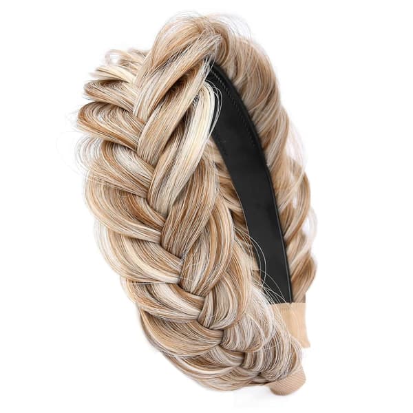 Tandat flätat hårband, bred fiskbensfläta, elastisk design; lämplig för kvinnor och flickor.