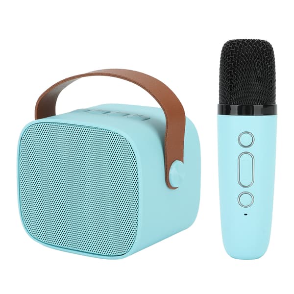 Bærbar Mini Karaokemaskine med Trådløs Mikrofon og HD Bluetooth Højttaler til Børn og Voksne - Blå