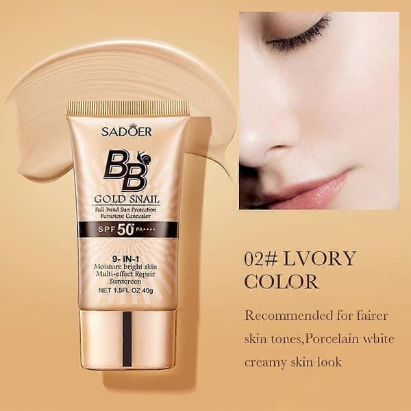 1-i-1 Golden Snail Slime BB Cream, SPF50 solkrem, hudreparerende behandling