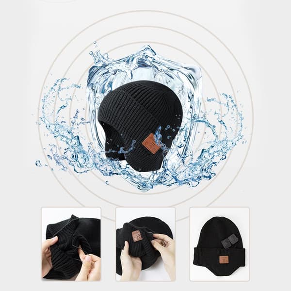 Unisex Bluetooth stickad mössa med öronöppning och trådlösa hörlurar för vintern