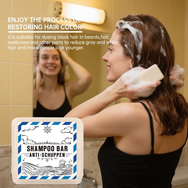 Solid Anti-Skæl Shampoo Bar – Unisex Solid Shampoo Bar – 3-i-1 Rensebar til Hår, Ansigt og Krop (60g)