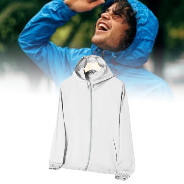 Letvægts åndbart UV-solbeskyttelsestøj til mænd til sommer, hvid, XL, polyester, 150g