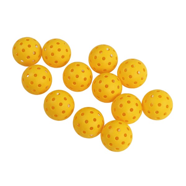 12 st PE Pickleballbollar 74 mm 40 hål Hög elasticitet för utomhusbruk Gul