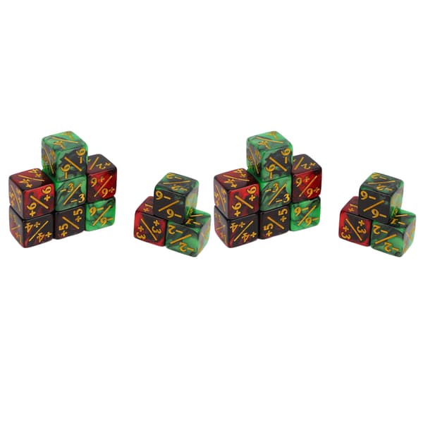 20 stk 16 mm terninger, 2 farger, med addisjon og subtraksjon for undervisning i matematikk