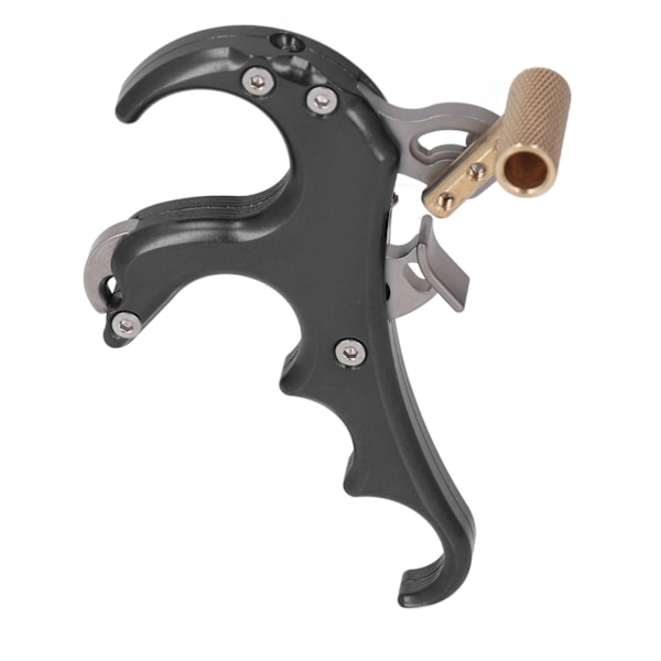Compoundbueudløser, 4 fingre, justerbar tommelfingerudløser, sort aluminiumslegering