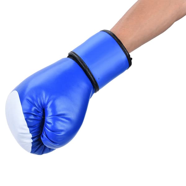 Boksehandsker i PU-læder til træning, sparring, sandsæk, Muay Thai (blå)