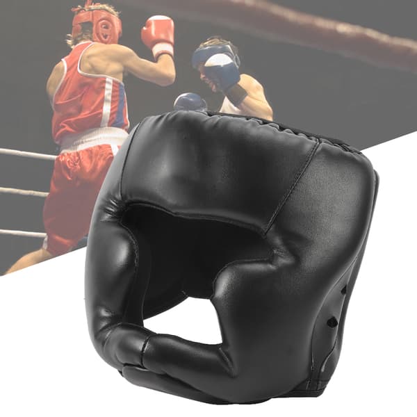 Sort hovedbeskyttelseshjelm til boksning/Muay Thai, voksen/børn, med stødabsorberende skum