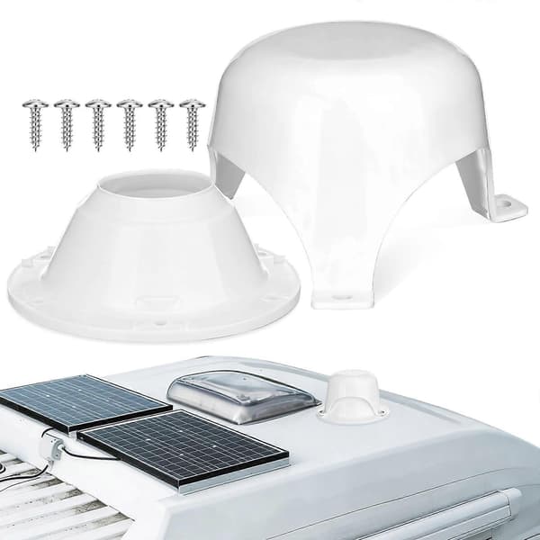 Hvit plastkanalventilhette, reservedel for bobil takventilhette, inkluderer 6 skruer, universell ventilhette, egnet for tilhengere og bobiler.