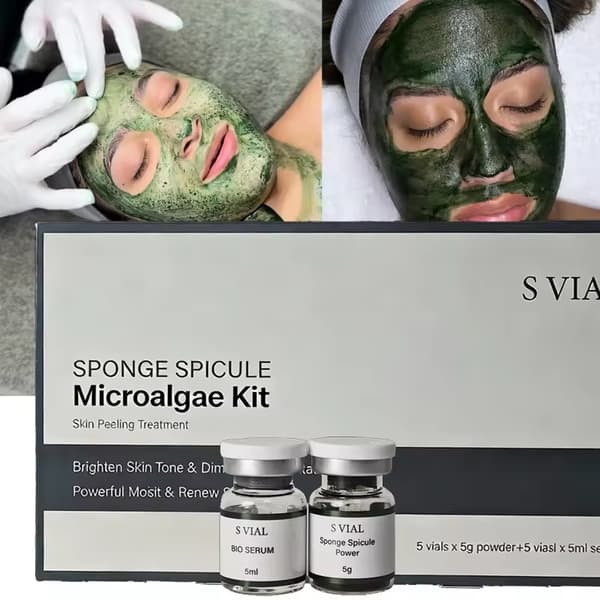 Sponge Spike Microalgae-sættet indeholder 99% sponge spike mikroalger til eksfoliering, lysning af hudtonen og reduktion af pigmentering.