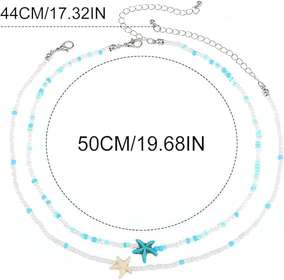 Boho Perlebelagt Lagdelt Halskæde Søstjerne Choker Halskæder Strand Halskæde Smykker til Kvinder og Piger