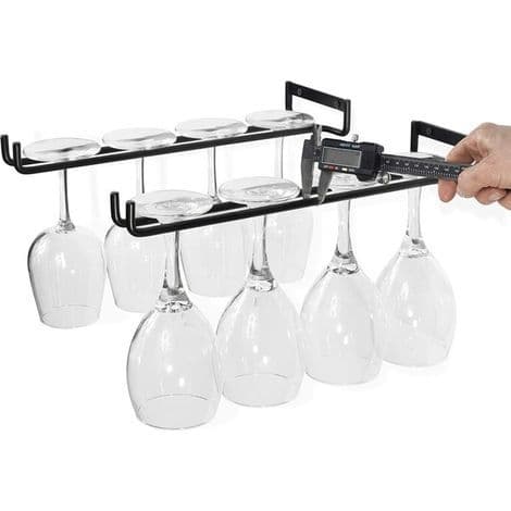 Hængende glasstativ - vinglasstativ med 5 skinner til 13 til 18 glas, 30 cm x 5 cm x 2 cm