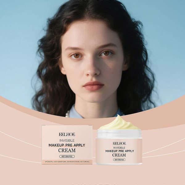 Usynlig makeupbase, minimerer porer, nærer og fugter, sikrer langvarig makeup.
