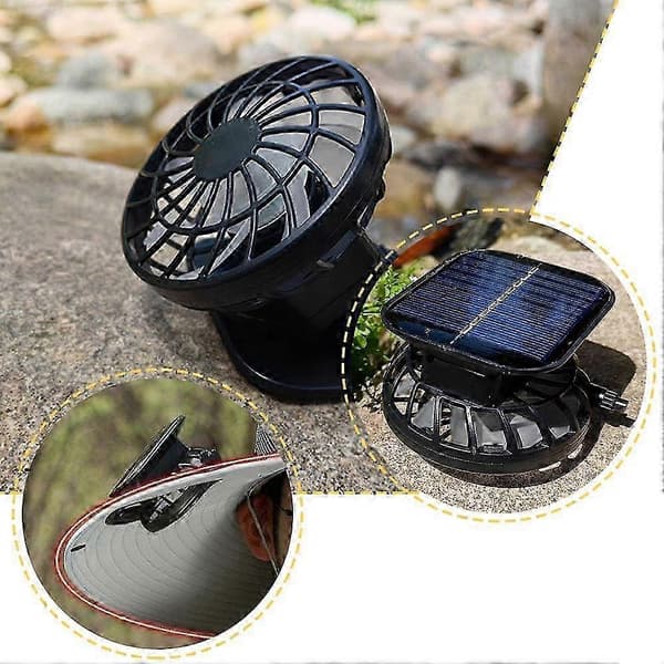 Solar clip-on blæser, hat-clip køler, ideel til rejser og udendørs aktiviteter, 800 mAh