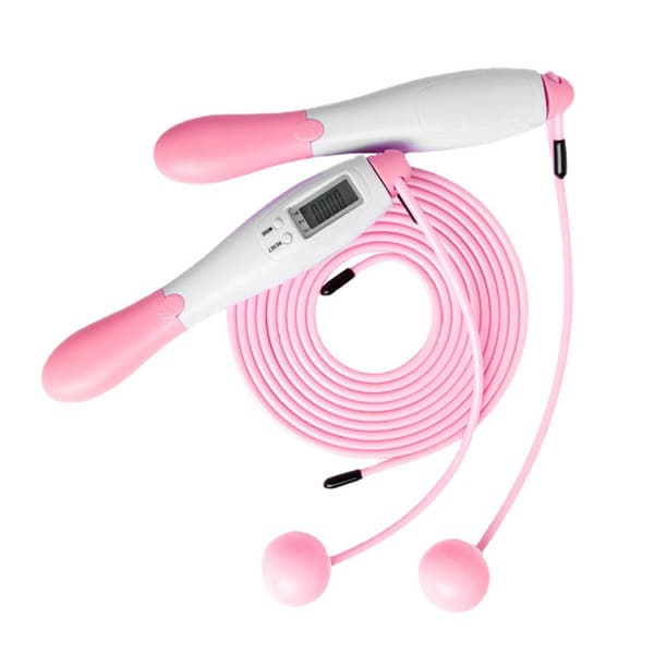 Trådløst digitalt hoppetau med elektronisk teller/timer for trening - Rosa