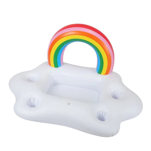 Uppblåsbar poolmuggshållare - 95 x 55 x 55 cm - Regnbågsmoln