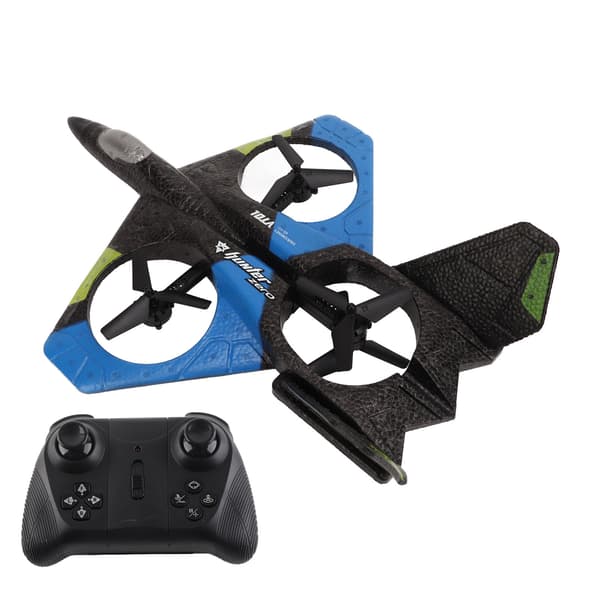 Fjernkontrollfly med LED-lys 2,4 GHz Super Glider for barnegave, blå, dobbelt batteri