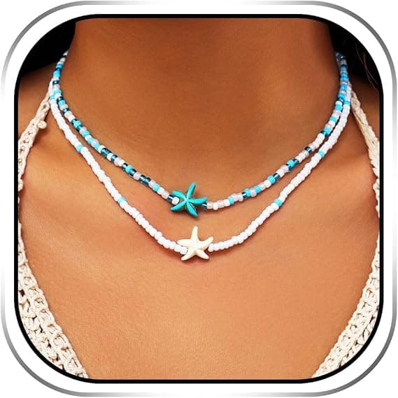 Boho Perlebelagt Lagdelt Halskæde Søstjerne Choker Halskæder Strand Halskæde Smykker til Kvinder og Piger