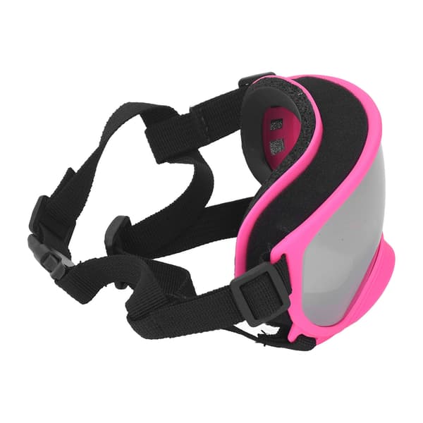 Solglasögon för hundar, UV-skydd, vindtäta, dammtäta, justerbara, bekväma, rosa båge, silverlins