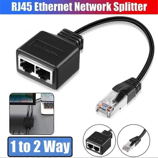 RJ45 Ethernet splitterkabel, 1 han til 2 hun netværksadapter Ethernet-stikforbindelsesport