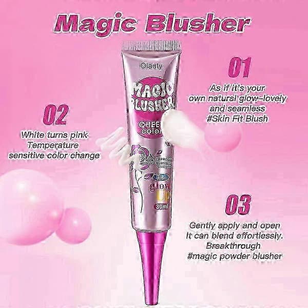 Magisk farveskiftende cremeblush, 1 stk., varmefølsom pink blush.