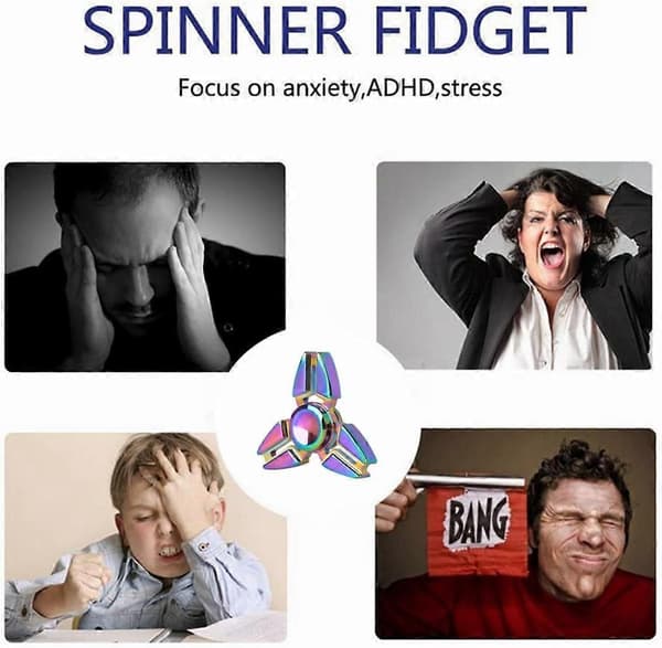 Metal regnbue fidget spinner legetøj, håndholdt spinner, spinner i 1-3 minutter, lindrer stress, høj-