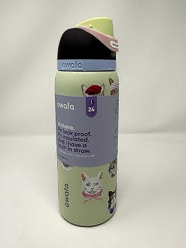 Owala FreeSip 710 ml vannflaske med katte-design, eksklusivt for Urban Outfitters