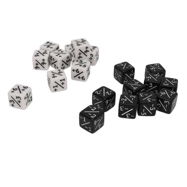 20 terninger tellere 15,3 mm positive negative for brettspill og matematikk
