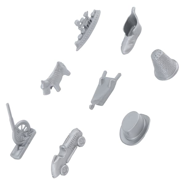 Plastbrettspillbrikker med terninger, tilbehør, kanon, bil, skip, hatt, reservedeler