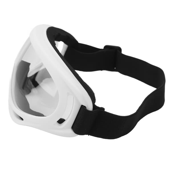 PC skibriller med klare linser, UV-beskyttelse, justerbart hodebånd, snowboard, hvit