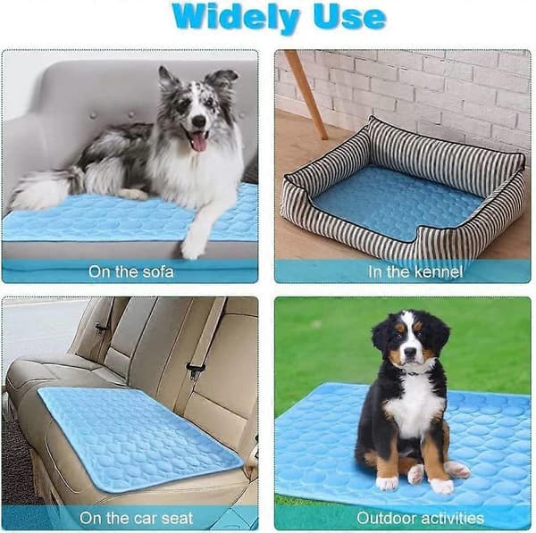 Blå kølemåtte 70 x 100 cm til hunde og katte, gelkølemåtte