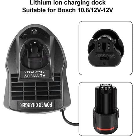 Stykk lader for Bosch 10.8V-12V AL1115CV litiumbatterilader, hurtiglader for Bosch, EU-plugg