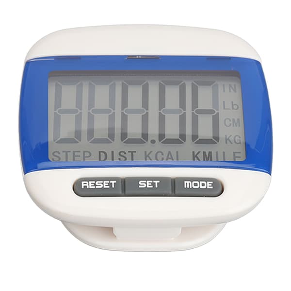 Skritteller for turgåing med stor LCD-skjerm, skritteller, kalorier, avstand, blå klips