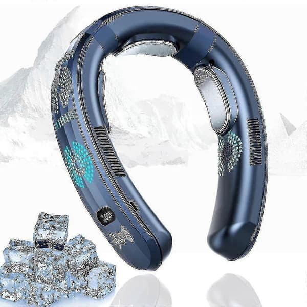 Bærbar halsklimaanlæg, halsventilator, halvleder køleventilator (cyan)