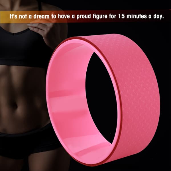 Yogahjul för stretching och magövningar Inomhus träningsutrustning (Rosa)