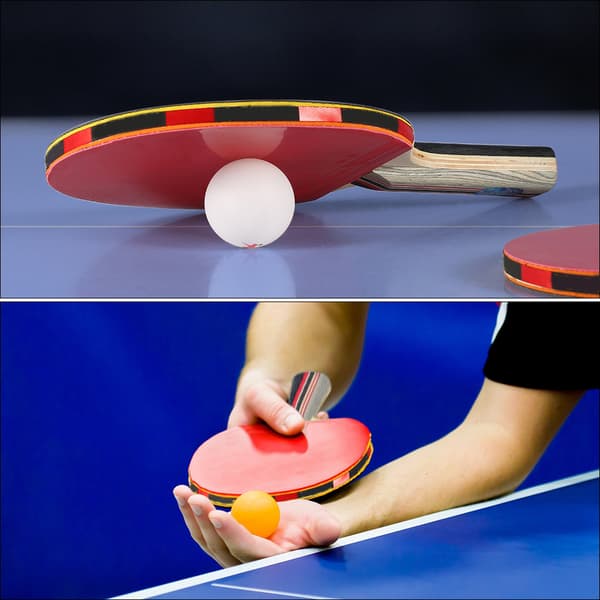 2 st 7-lagers bordtennisracketar med bollar och greppfodral Shake Hand
