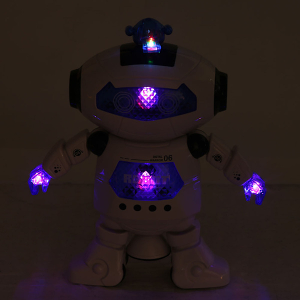 Dansende Humanoid Robotlegetøj med 360° Roterende Lys - Gave til Børn
