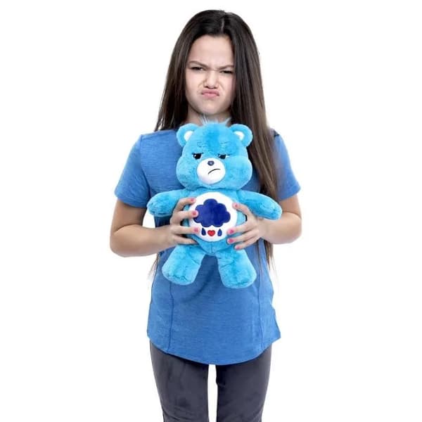 Hjerteformet bamse - Blå plysj, 30 cm