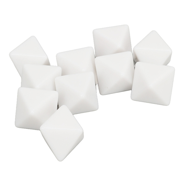 20 STK Sett med 8-sidige hvite blanke plastterninger for DIY brettspill og utdanning