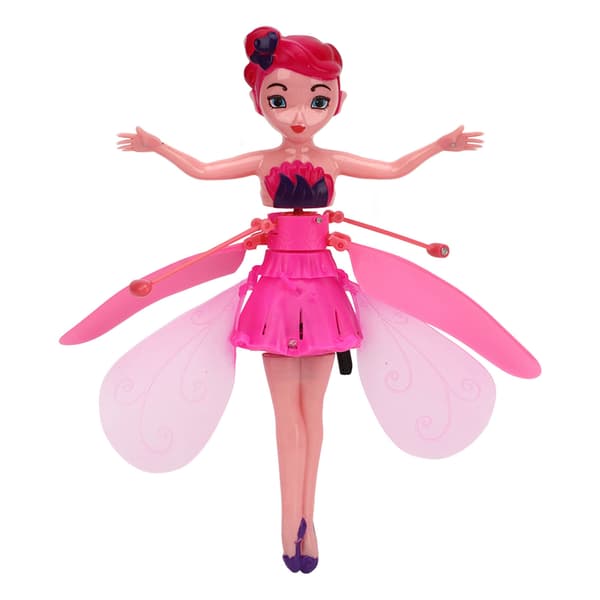 Sky Dancers Hvid Flyvende Fe Prinsesse Dukke med Gestussensor, USB Genopladelig
