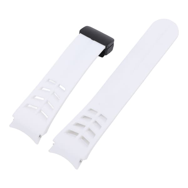 Silikone armbånd til Galaxy Watch 7 6 5 4 44mm med foldbart magnetspænde og quick release, hvid.