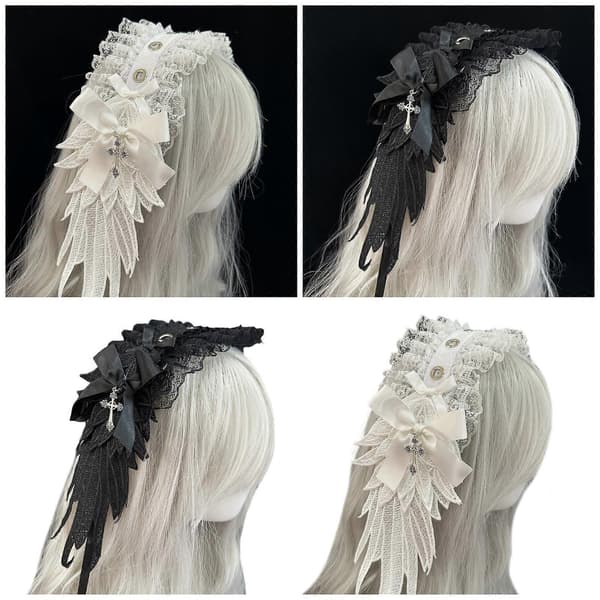 Gotisk Lolita Englevinge Pannebånd – Justerbart, Stilig Hodeplagg – Perfekt for Cosplay og Punk